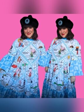 Handmade, Upcycled Vintage 1990's Charlie Brown and Snoopy Dress Size S-M-L-XL